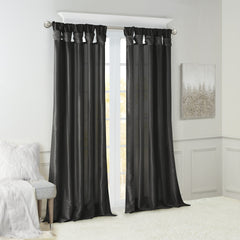 Twist Tab Lined Window Curtain Panel Black 50x120"