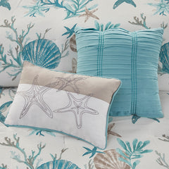 7 Piece Cotton Sateen Comforter Set Aqua King