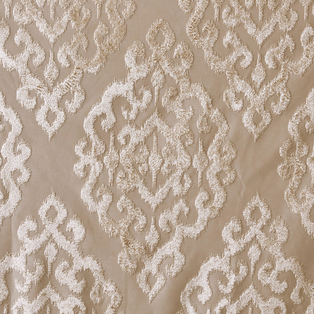 Knitted Jacquard Damask Total Blackout Grommet Top Curtain Panel Pair(2 Pcs Window Panels)