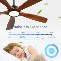 72 Inch wood Ceiling Fan with light, Low Profile Ceiling Fan with Remote Control,Noiseless Reversible DC Motor with Timer