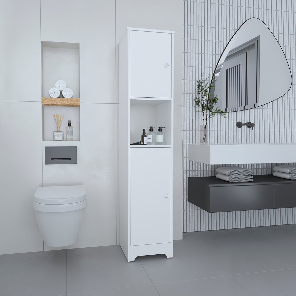 Brighton 1-Shelf Linen Cabinet White