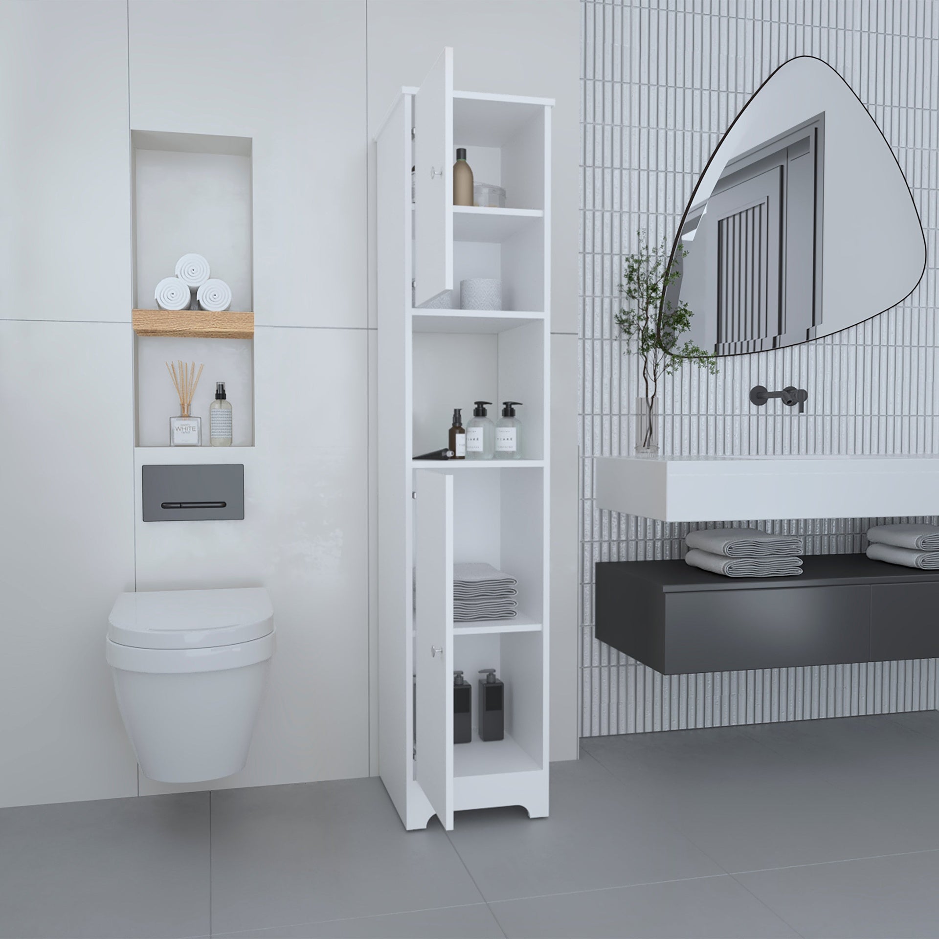 Brighton 1-Shelf Linen Cabinet White