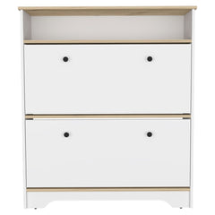 Cranbery 2-Shelf Shoe Rack Light Oak and White