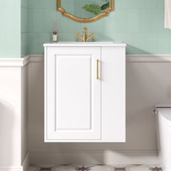 20" Wall Mounted Bathroom Cabinet with Side Cabinet Combo, Bathroom Cabinet with Soft-Closing Door, Modern Bathroom Vanity with Sink,White