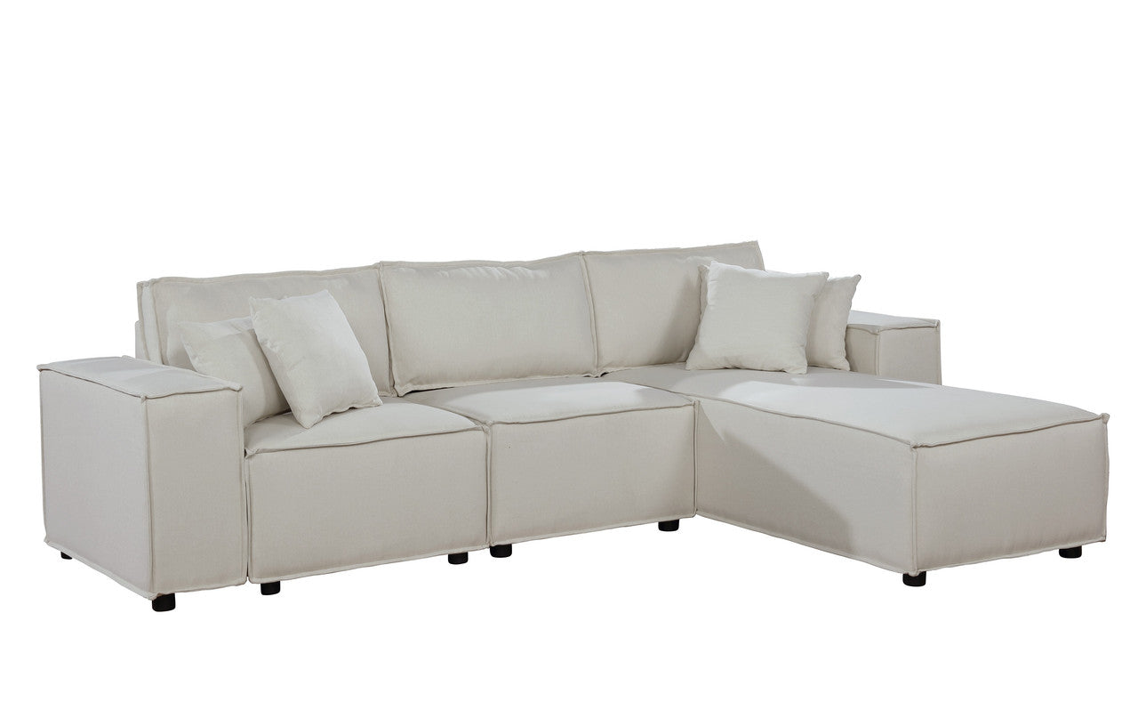 Harvey 104" Sofa with Reversible Chaise in Beige Linen