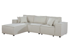 Harvey 104" Sofa with Reversible Chaise in Beige Linen