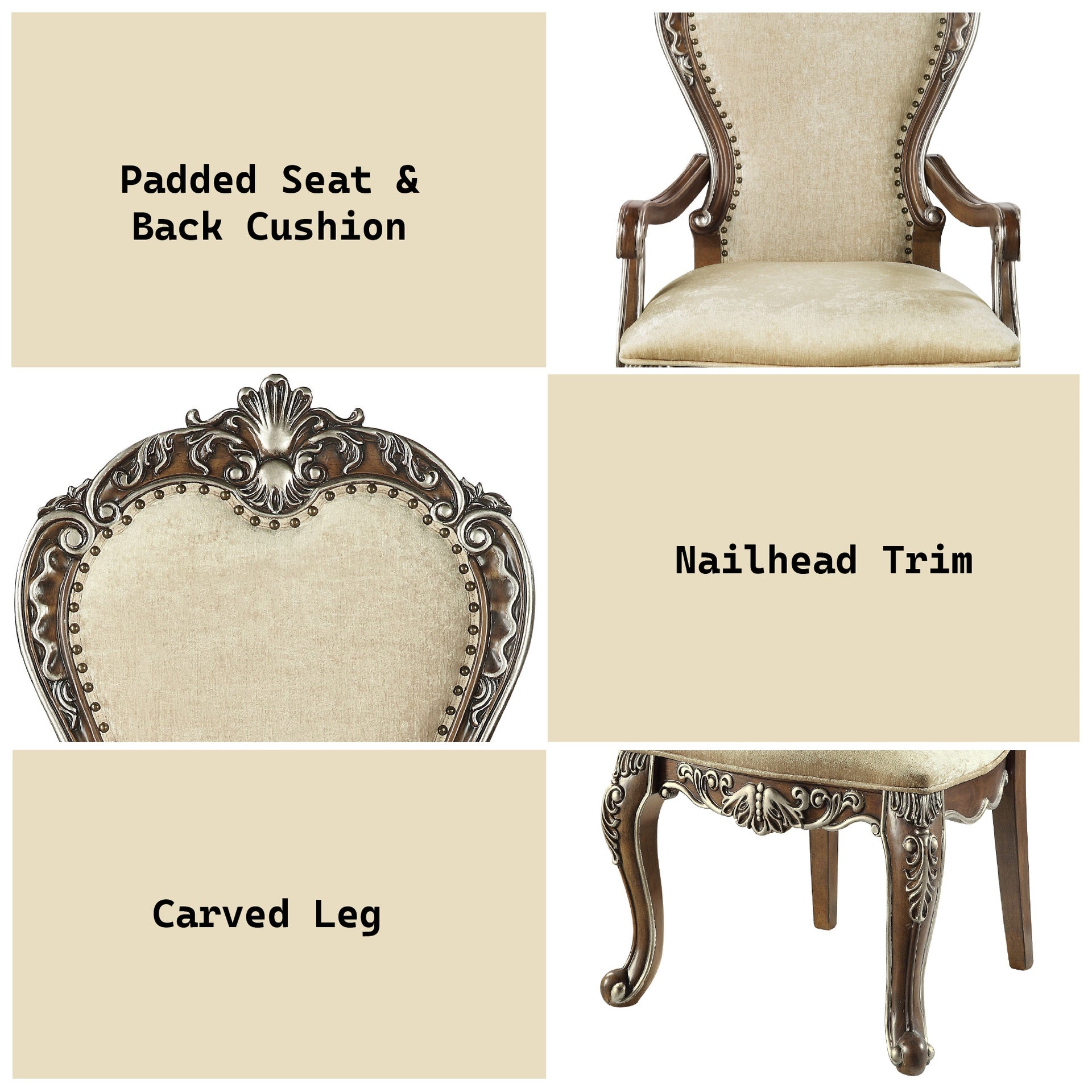Latisha Antique Oak Finish Arm Chair (Set of 2)