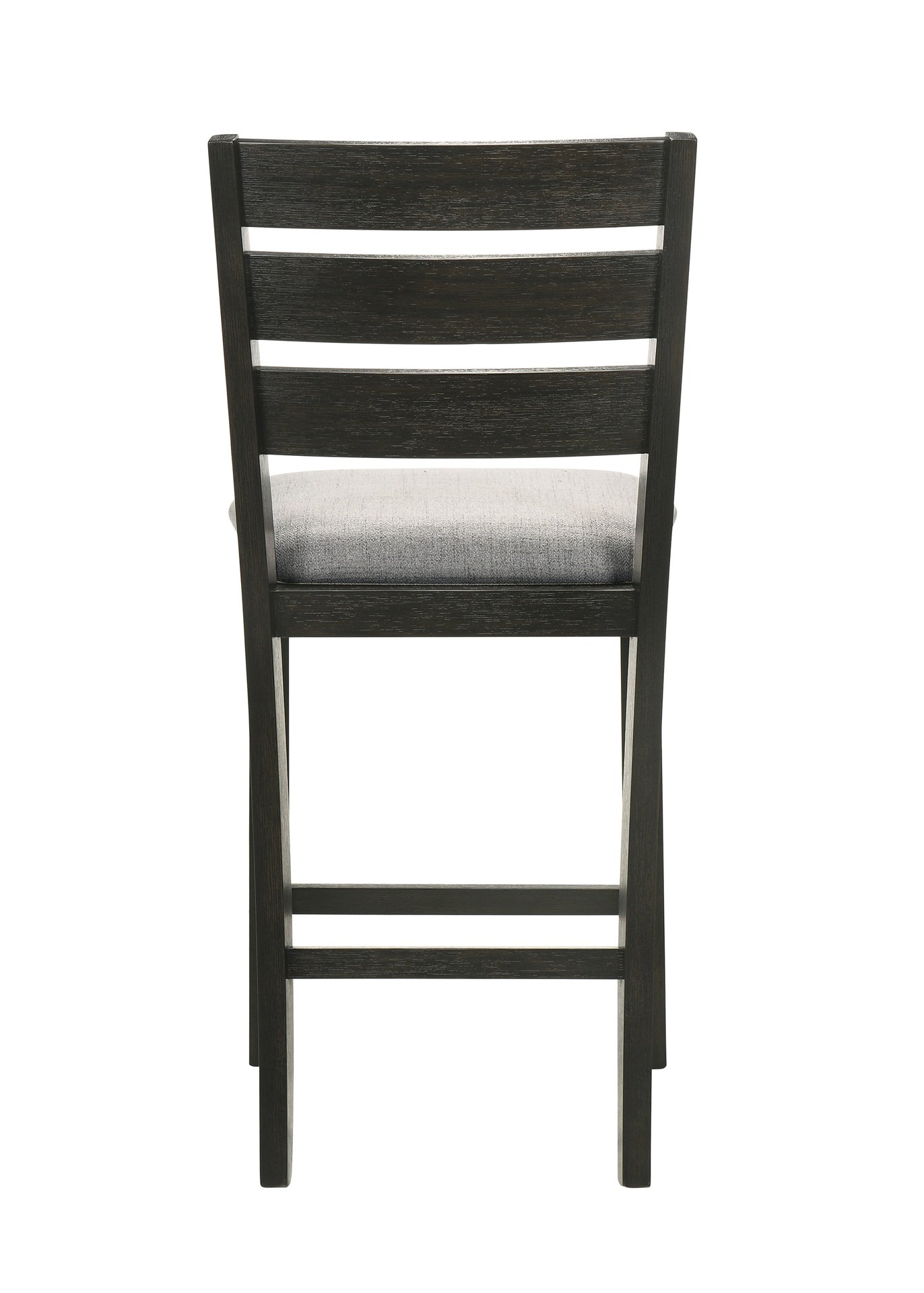 Contemporary Style Charcoal Finish Counter Height Dining Chair Bar Stool 2pc Set Fabric Upholstery Wooden Furniture