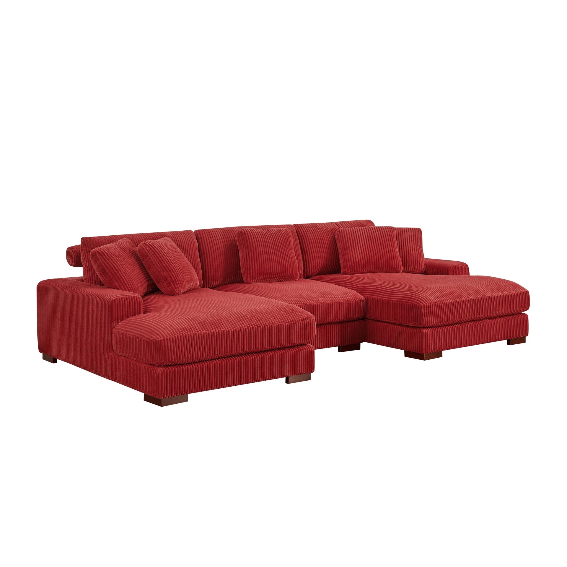 Large Seating Corduroy Upholstered Double Chaise Sectional