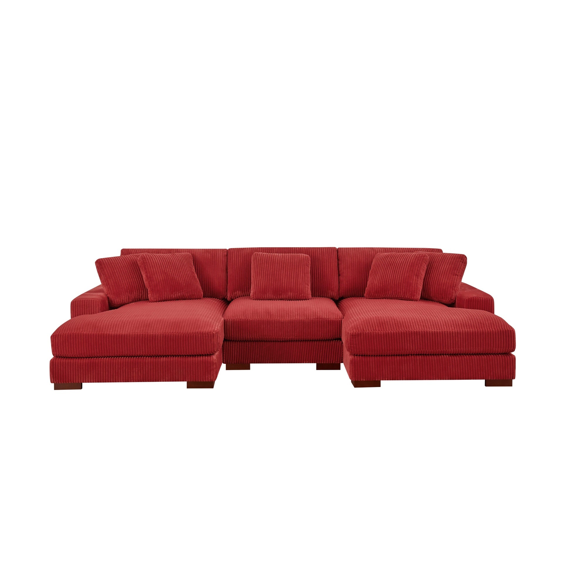 Large Seating Corduroy Upholstered Double Chaise Sectional