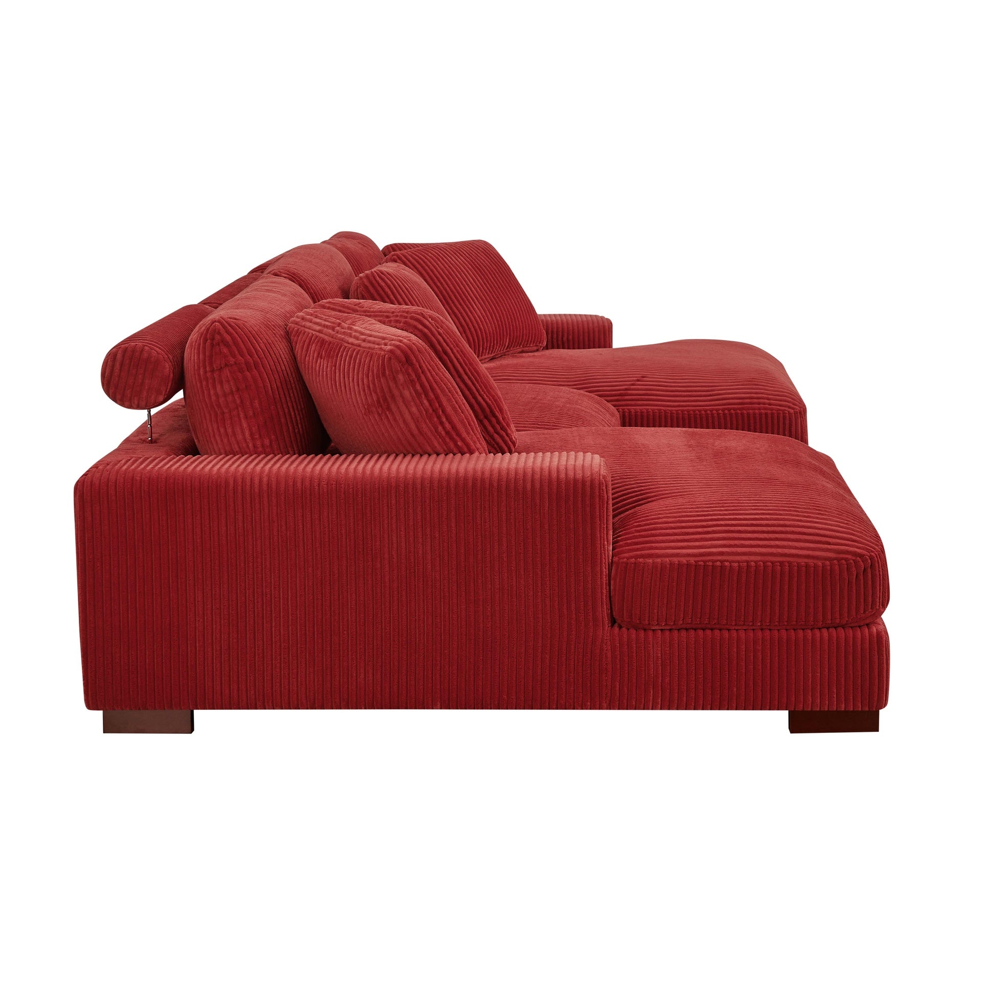 Large Seating Corduroy Upholstered Double Chaise Sectional