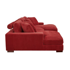 Large Seating Corduroy Upholstered Double Chaise Sectional