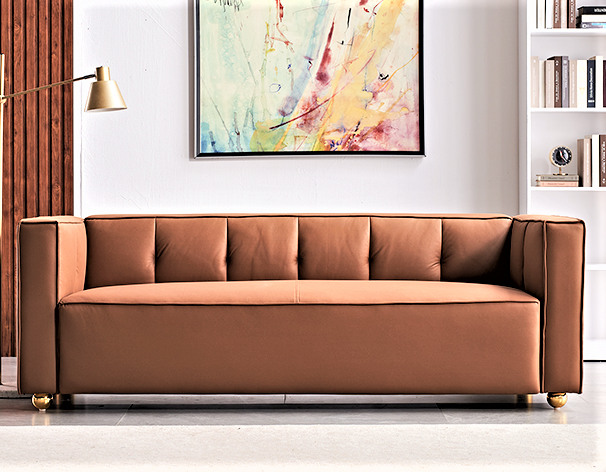 Polyester Sofa with Tufted Low Back Design, Elegant 3 Seater Couch for Coastal and Modern Farmhouse Living Rooms, 87 Inch Wide, Easy Assembly