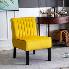 Reese Mid Century Modern Accent Chairs Set of 2 with Minimalist Design, Elegant Velvet Upholstery and Solid Wood Legs, Ideal for Living Room or Bedroom, Yellow