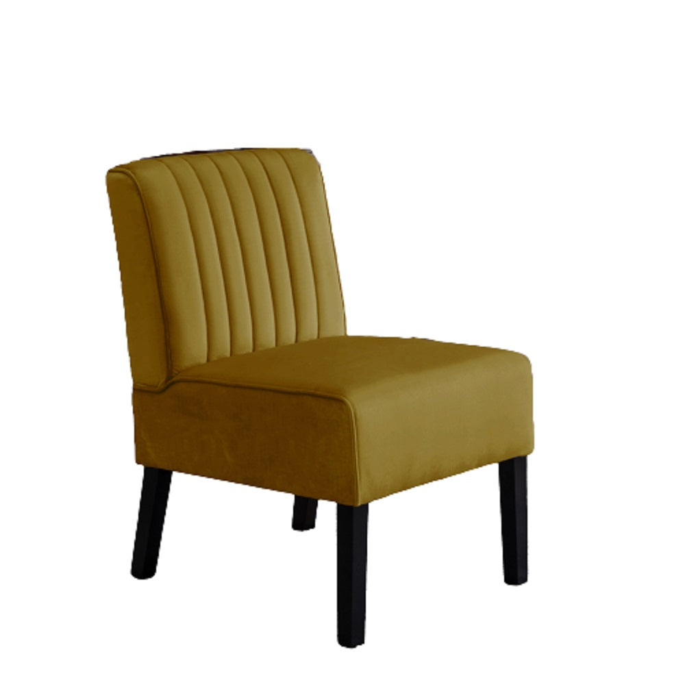 Reese Mid Century Modern Accent Chairs Set of 2 with Minimalist Design, Elegant Velvet Upholstery and Solid Wood Legs, Ideal for Living Room or Bedroom, Yellow