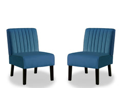 Reese Mid Century Modern Accent Chairs Set of 2 with Minimalist Design, Elegant Velvet Upholstery and Solid Wood Legs, Ideal for Living Room or Bedroom, Blue