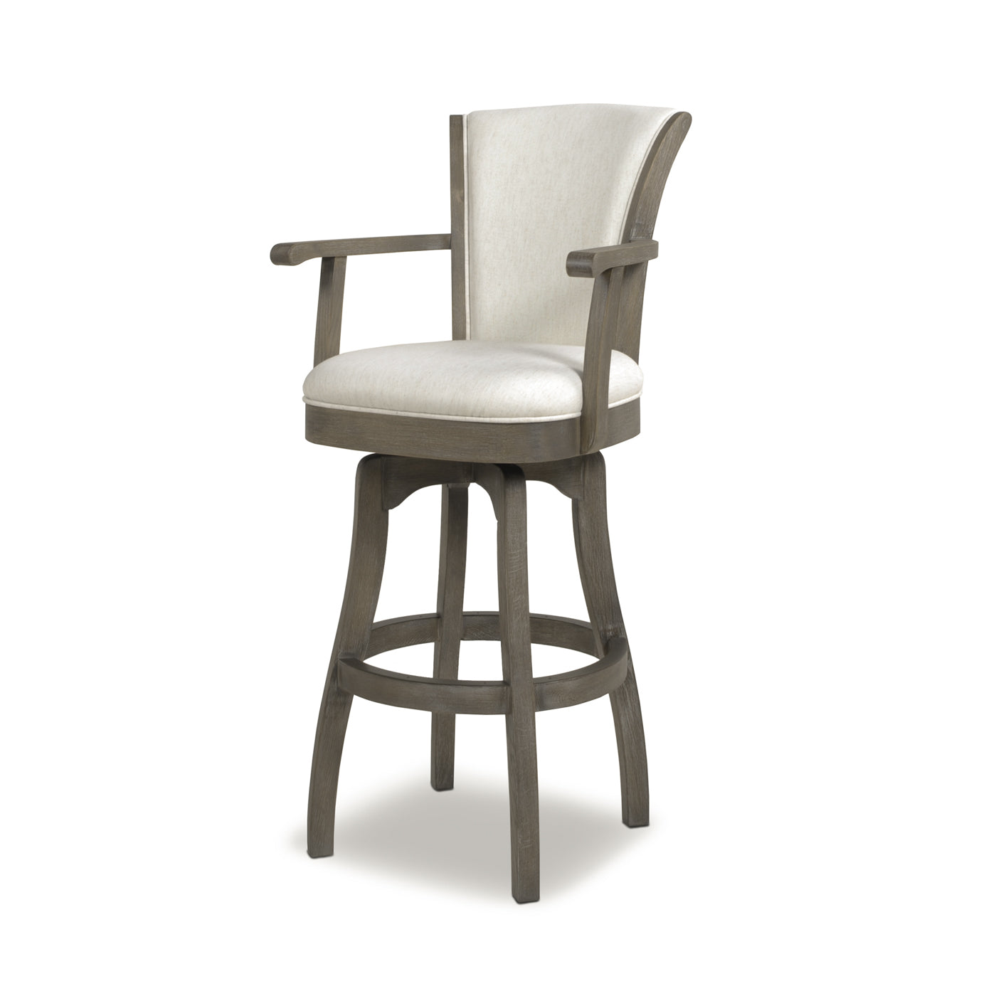 Williams 31i" Swivel Bar Stool with Armrests, Natural White Linen