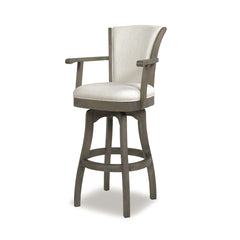 Williams 31i" Swivel Bar Stool with Armrests, Natural White Linen