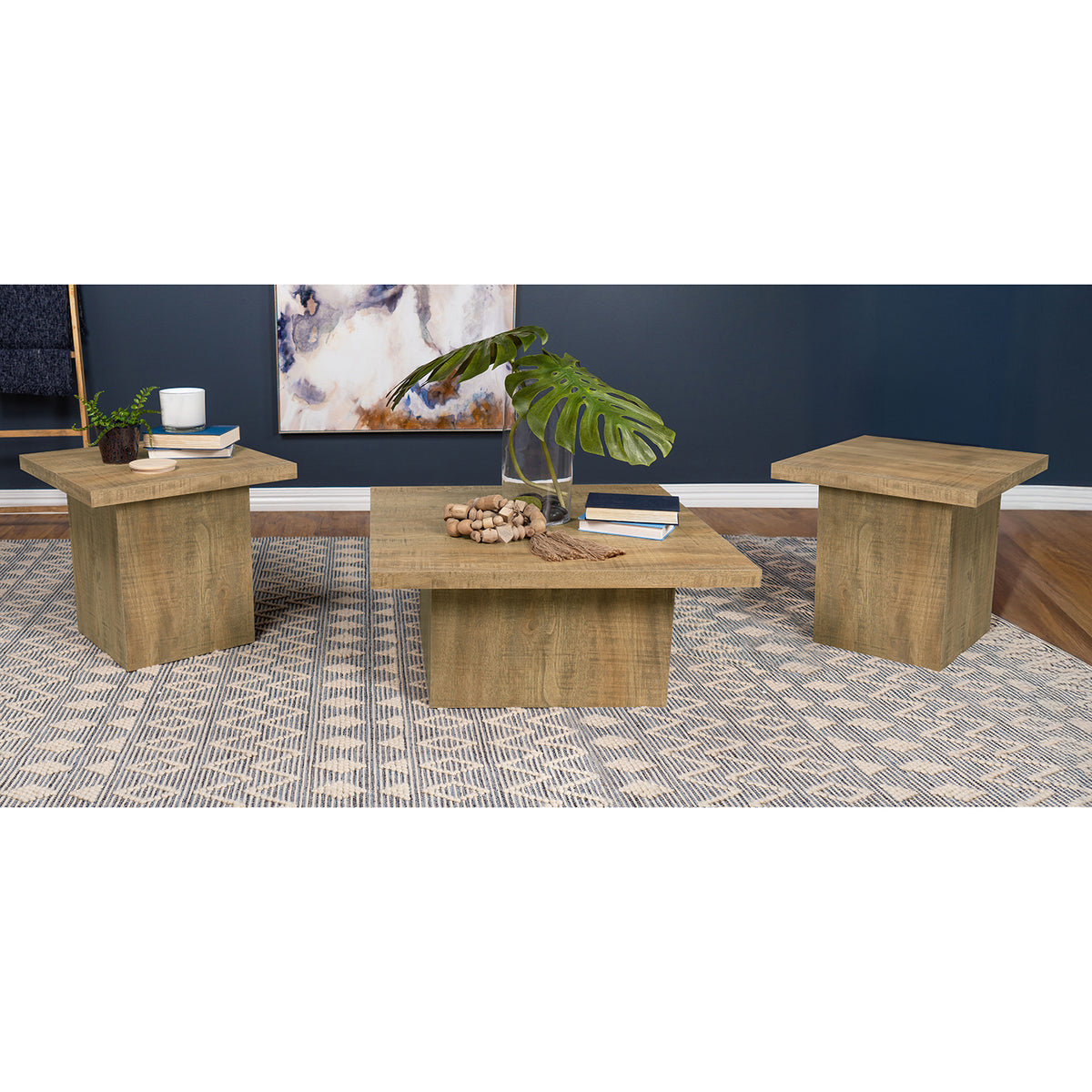 Exeter Mango Square 3-piece Coffee Table Set