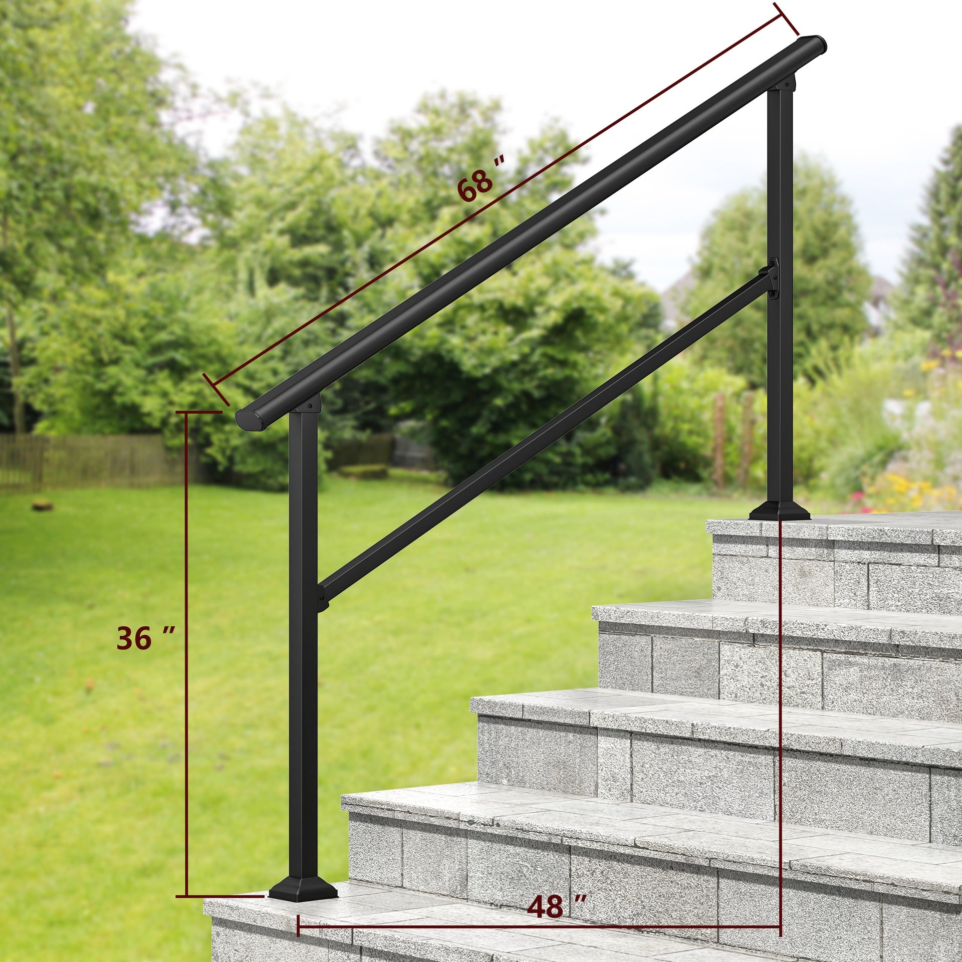Hand Rails for Outdoor Steps, 4-5 Step Handrail 2 Pack