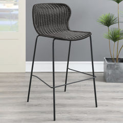 Mckinley Brown Faux Rattan Metal Bar Stool (Set of 2)
