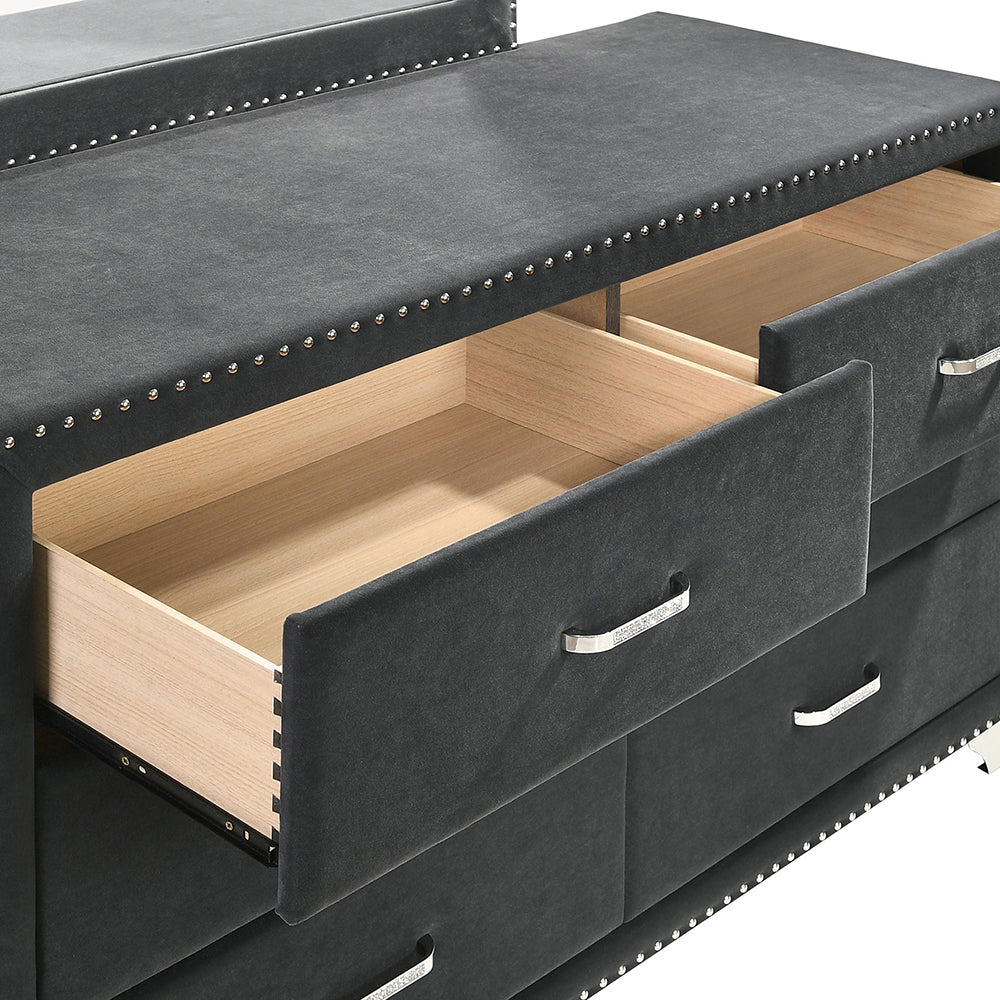 Kennedy Grey 6-drawer Upholstered Dresser