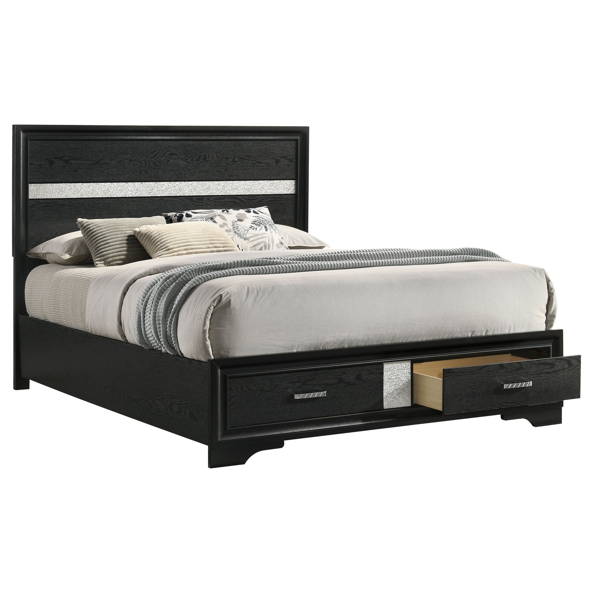 Orchid Black Queen Storage Panel Bed