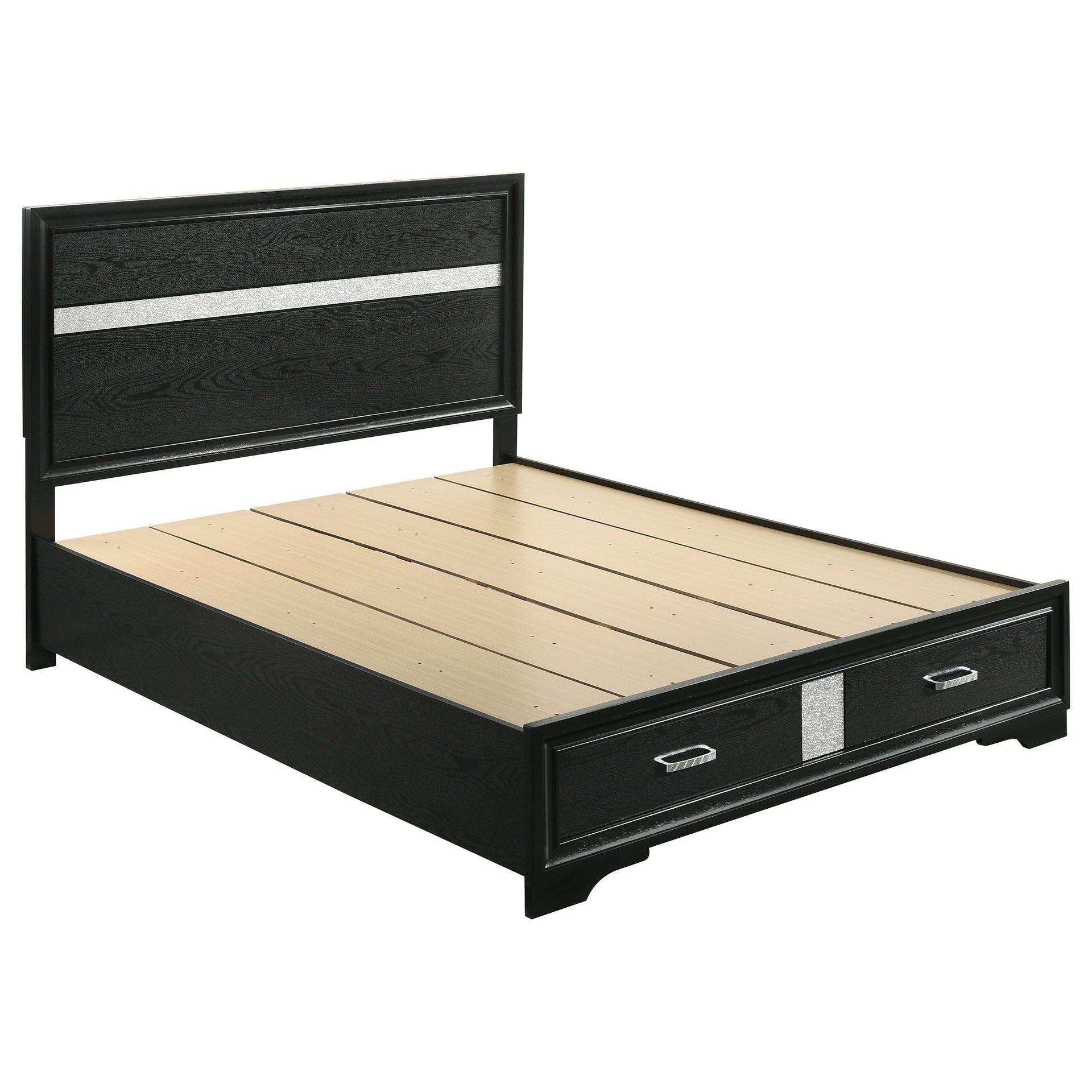 Orchid Black Queen Storage Panel Bed