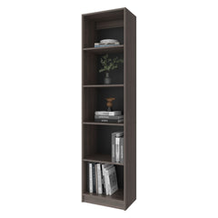Stained Walnut Bookcase with Open Storage and 5 Shelves