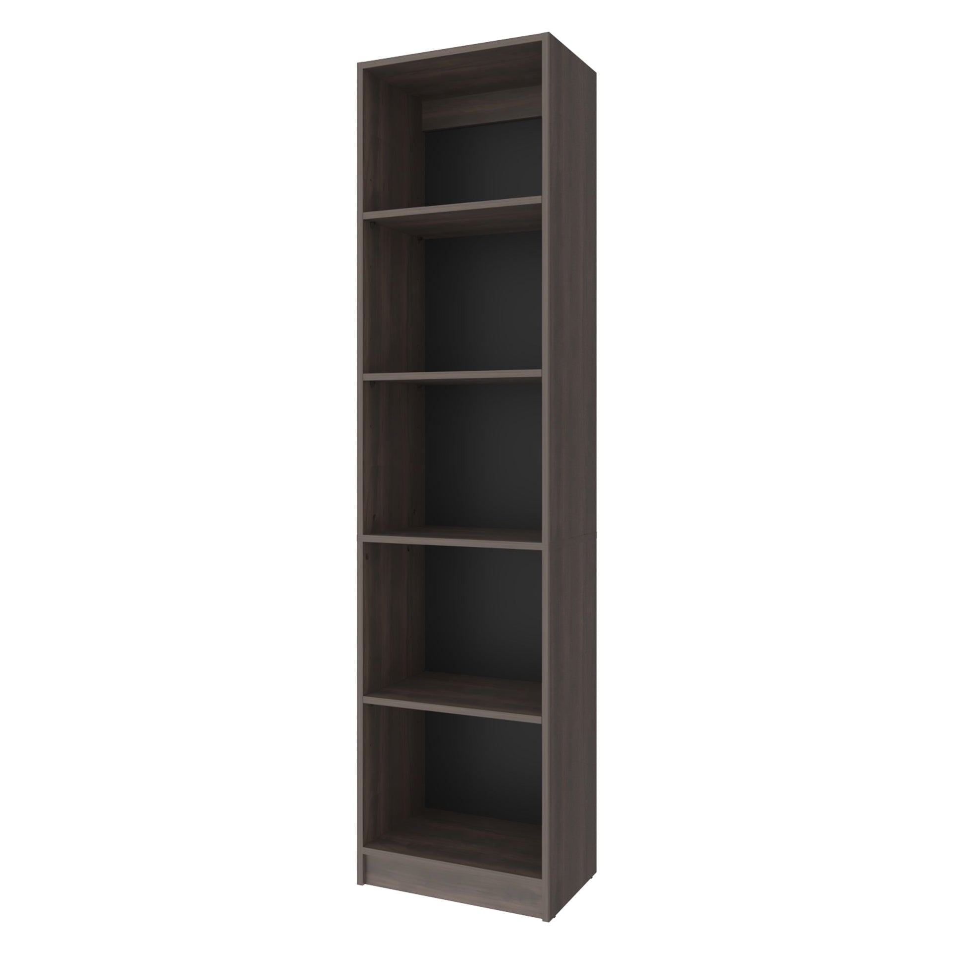 Stained Walnut Bookcase with Open Storage and 5 Shelves