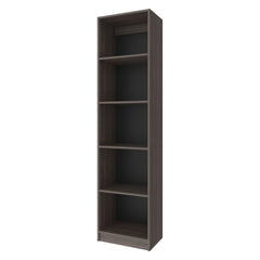 Stained Walnut Bookcase with Open Storage and 5 Shelves