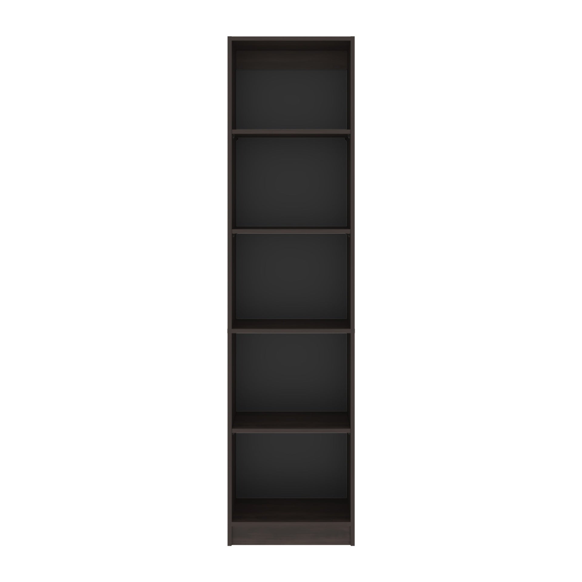 Stained Walnut Bookcase with Open Storage and 5 Shelves