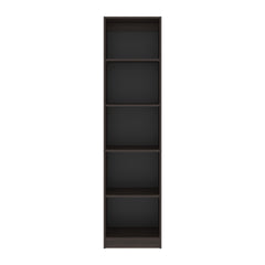 Stained Walnut Bookcase with Open Storage and 5 Shelves