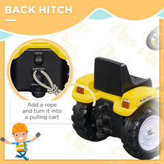 Aosom Kids Manual Pedal Ride-On Excavator with Front Loader Digger, Ride-On Tractor for 3 Year Old, Yellow