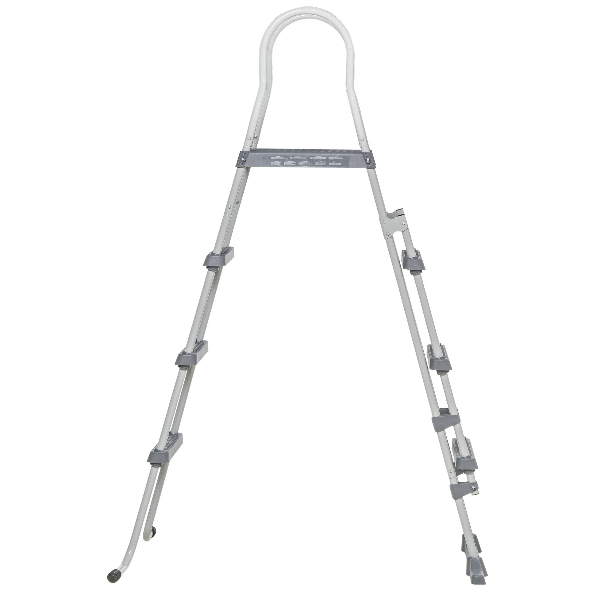Outsunny 70" Above Ground Swimming Pool Ladder, A-Frame Deck Ladder with Top Platform, Non-slip Steps & Rounded Handrails for 48" Pool Wall Height, Gray