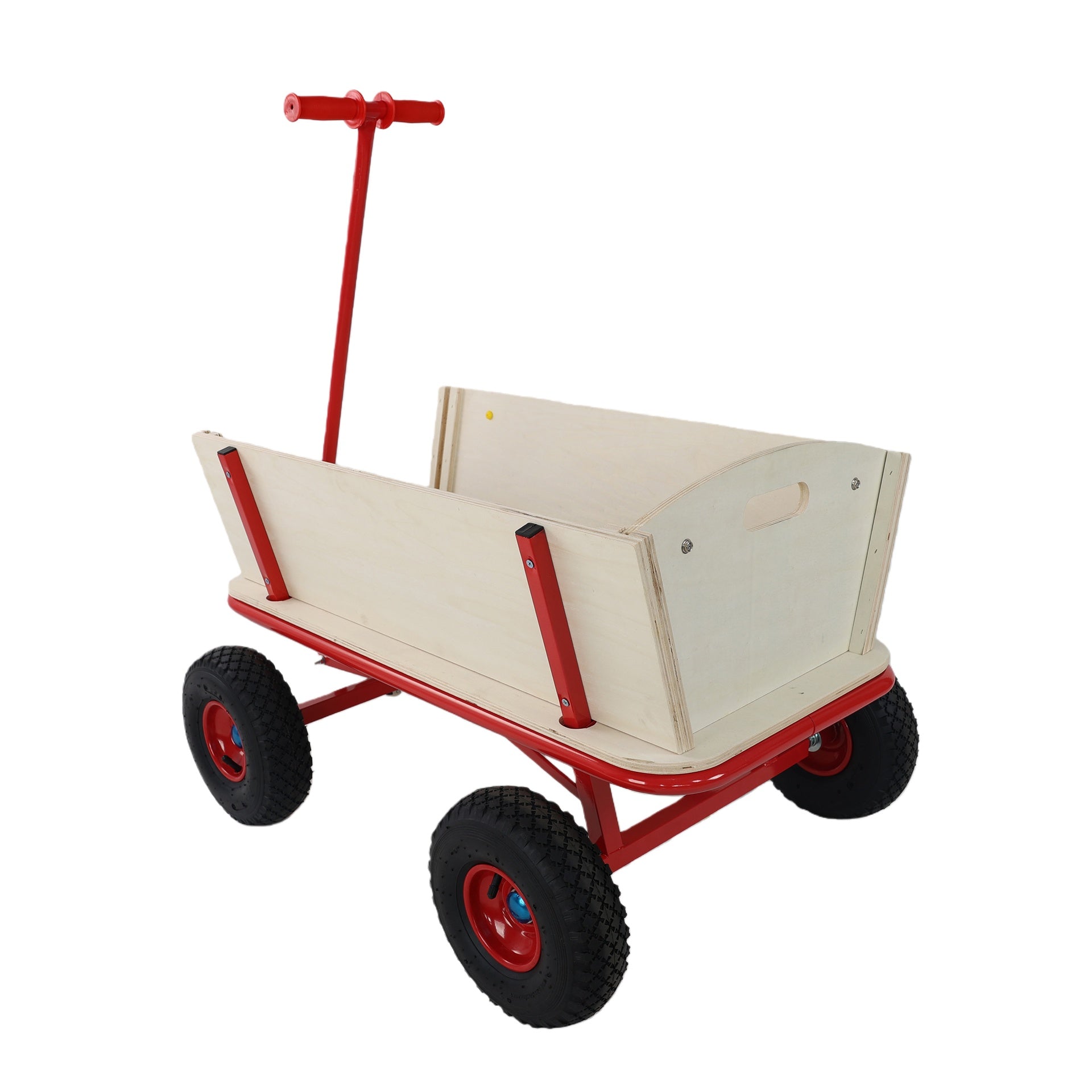 Wooden carriage + four-wheel design, Load-bearing capacity: 260LBS,Children's outdoor stroller, bringing joy to childhood outdoors
