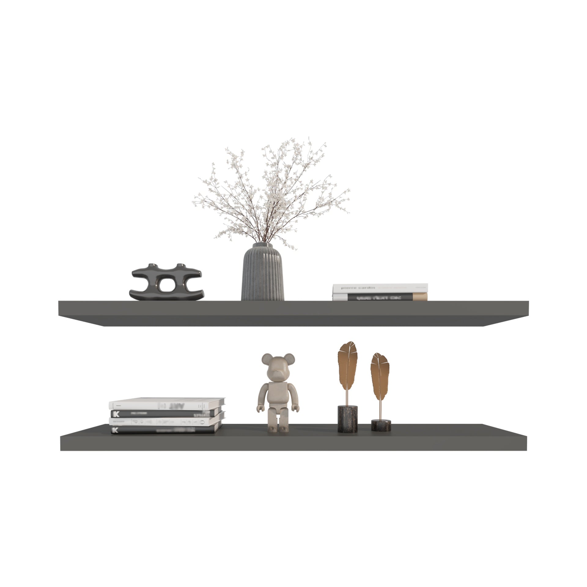 Floating Shelves 1.50" H, with 2 Shelf, Matt Gray