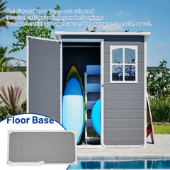 5x3ft Gray Resin Outdoor Storage Shed with Floor, Waterproof Lockable Design and Window - Ideal Tool & Garden Storage for Backyard, Patio, Lawn