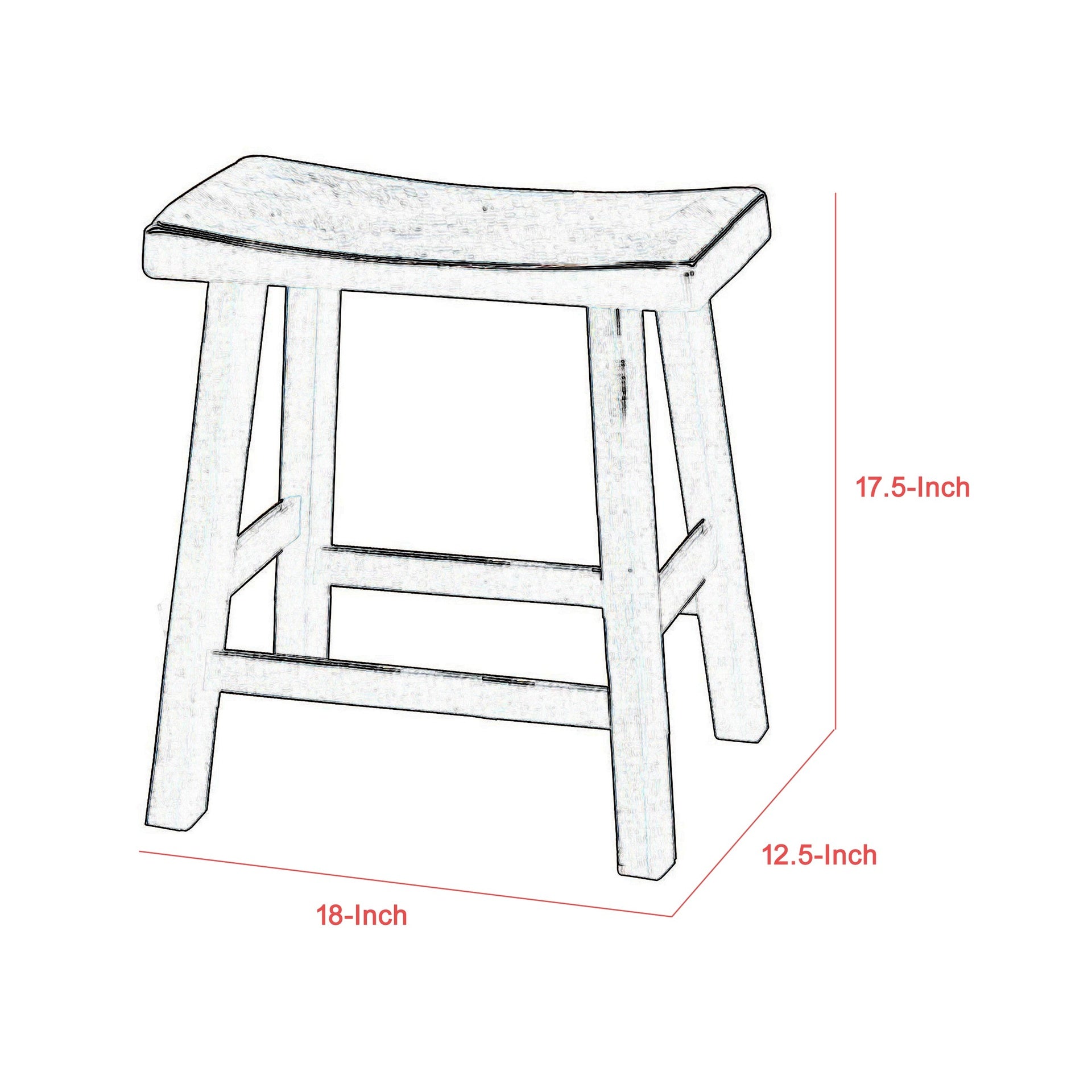 Wooden 18" Counter Height Stool with Saddle Seat, Distressed Cherry, Set Of 2