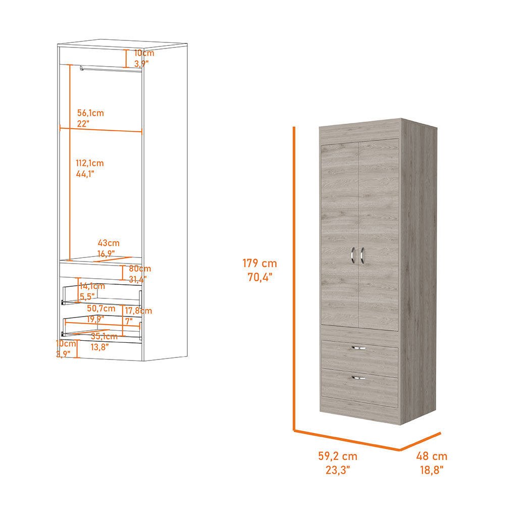 Alabama Armoire, One Large Cabinet, Two Drawers