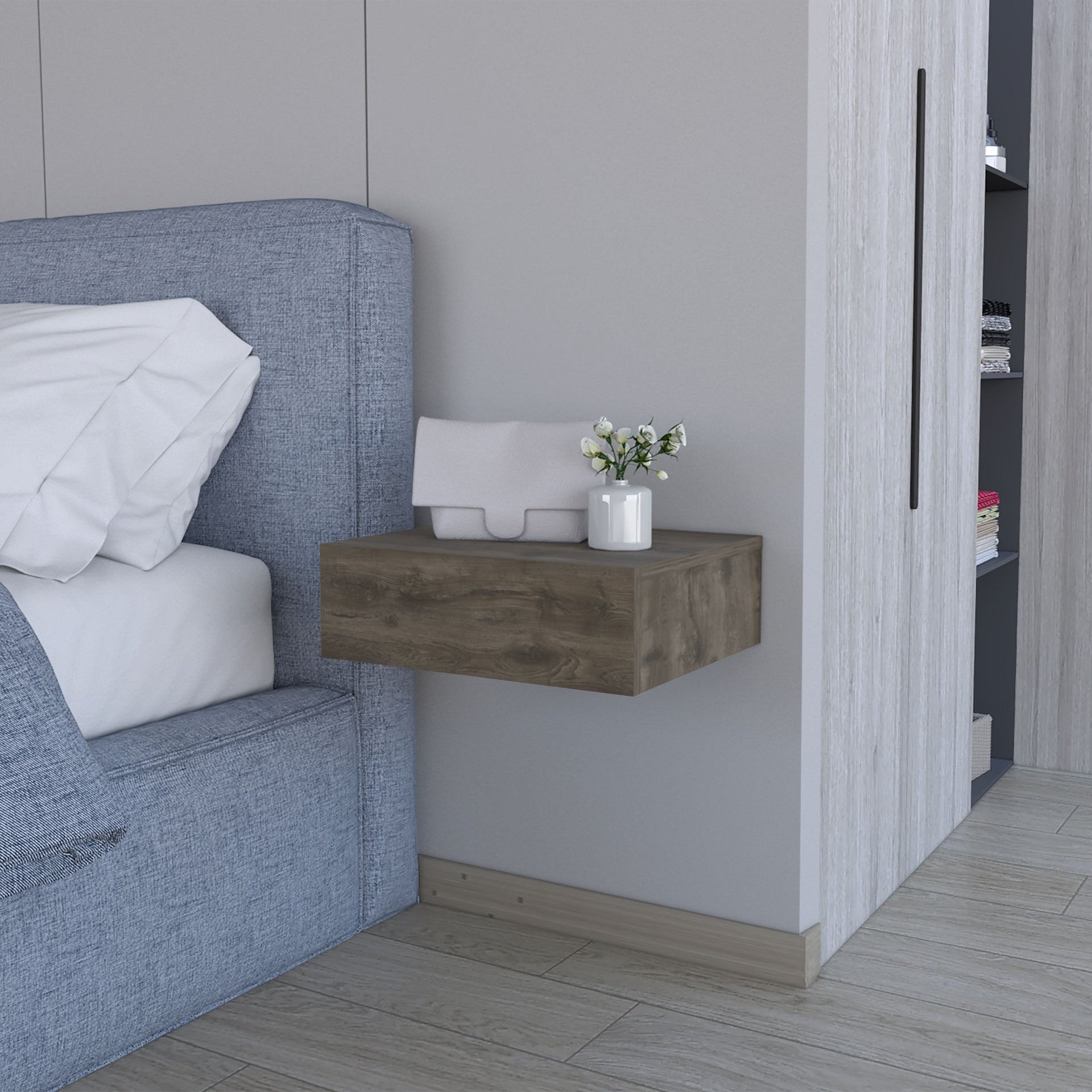 Vienna Floating Nightstand, Sleek Wall-Mounted Design with Spacious Drawer Storage