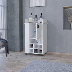 Farson Bar Cart with 2-Side Shelf, 6-Built In Wine Rack and Casters