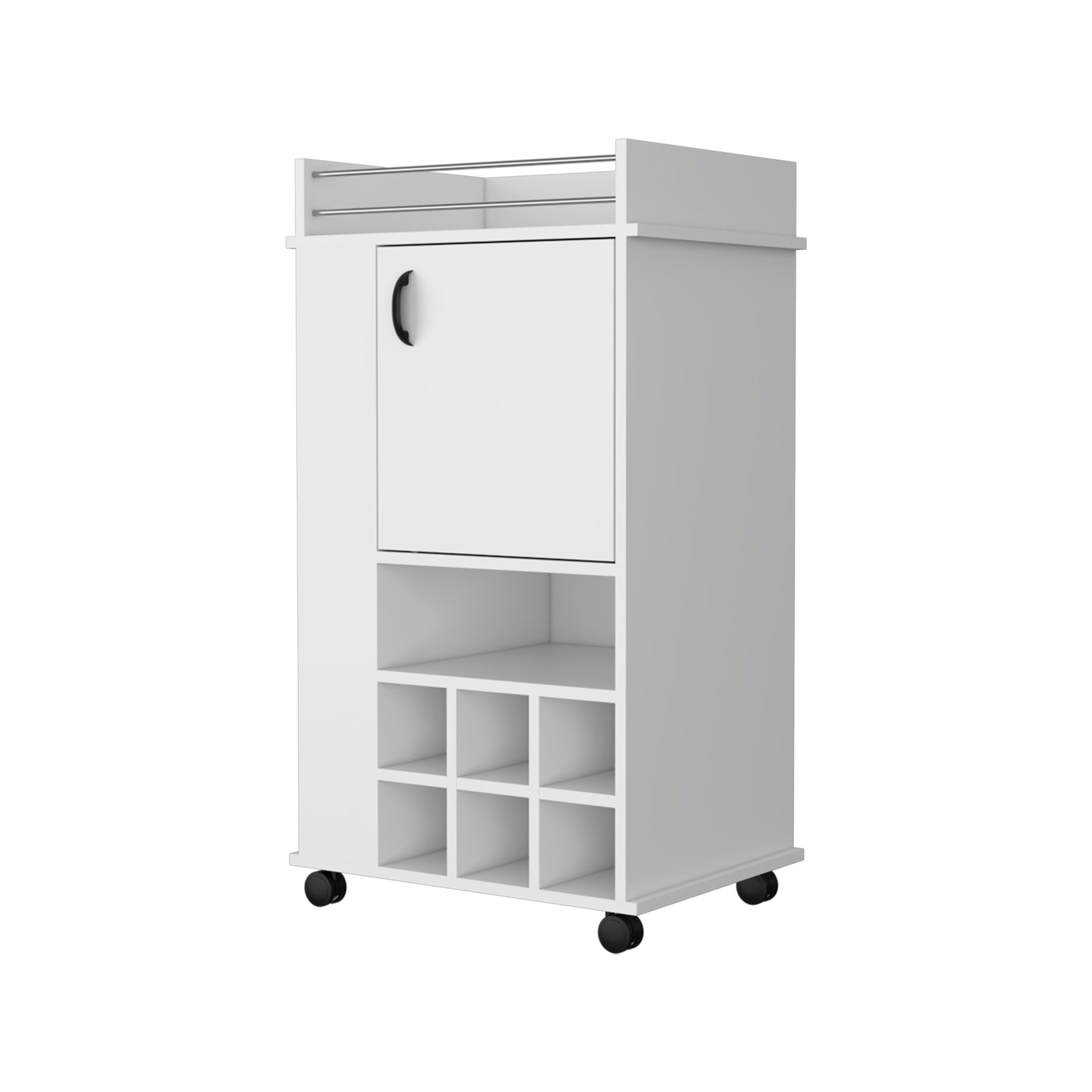 Farson Bar Cart with 2-Side Shelf, 6-Built In Wine Rack and Casters