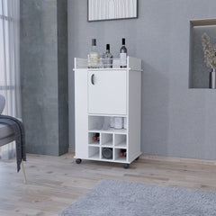 Farson Bar Cart with 2-Side Shelf, 6-Built In Wine Rack and Casters
