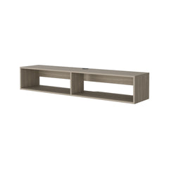 Central Floating media rack in melamine with two shelves,white oak