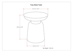 Toby 17 inch Wide Modern Industrial Metal Accent Table in Silver Iron, Assembled