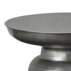 Toby 17 inch Wide Modern Industrial Metal Accent Table in Silver Iron, Assembled