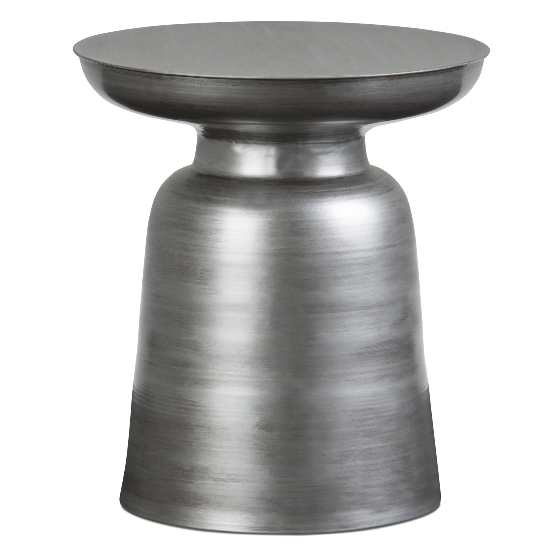 Toby 17 inch Wide Modern Industrial Metal Accent Table in Silver Iron, Assembled