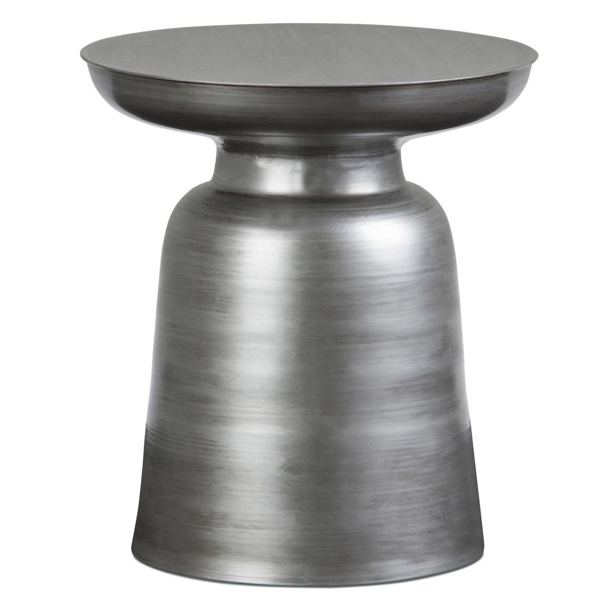 Toby 17 inch Wide Modern Industrial Metal Accent Table in Silver Iron, Assembled