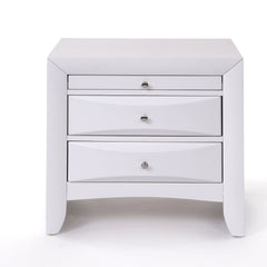 1pc White Finish Nightstand with Two Storage Drawers and Pull Out Tray Wooden Bedroom Furniture